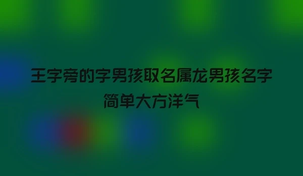 王字旁的字男孩取名属龙男孩名字简单大方洋气