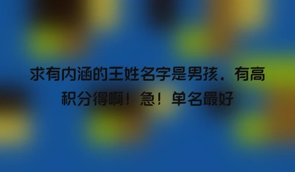 求有内涵的王姓名字是男孩，有高积分得啊！急！单名最好