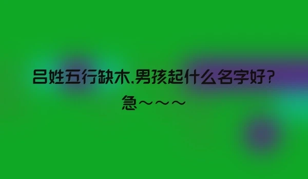 吕姓五行缺木,男孩起什么名字好?急～～～
