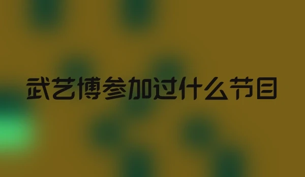 武艺博参加过什么节目