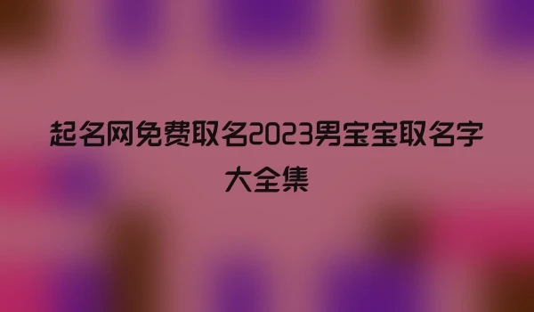 起名网免费取名2023男宝宝取名字大全集