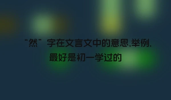 “然”字在文言文中的意思,举例,最好是初一学过的
