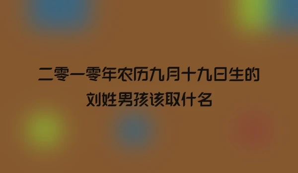 二零一零年农历九月十九日生的刘姓男孩该取什名