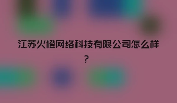 江苏火橙网络科技有限公司怎么样？