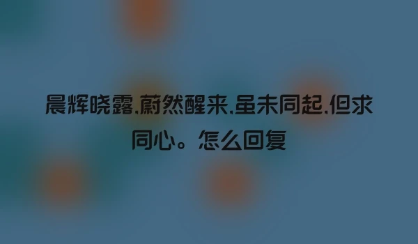 晨辉晓露,蔚然醒来,虽未同起,但求同心。怎么回复
