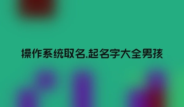 操作系统取名,起名字大全男孩