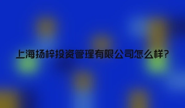 上海扬梓投资管理有限公司怎么样?