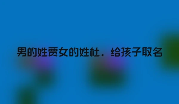 男的姓贾女的姓杜，给孩子取名