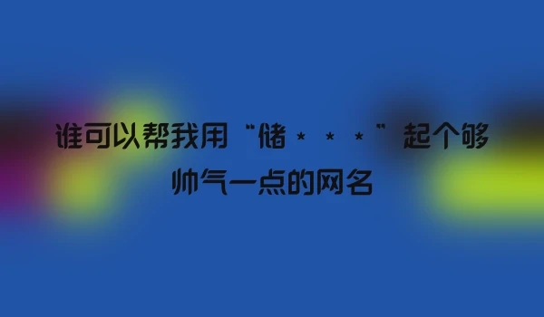 谁可以帮我用“储＊＊＊”起个够帅气一点的网名