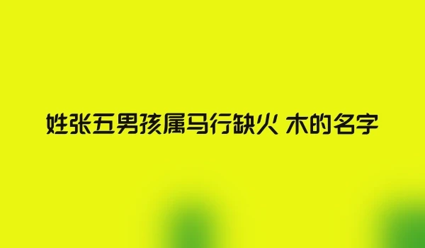 姓张五男孩属马行缺火 木的名字