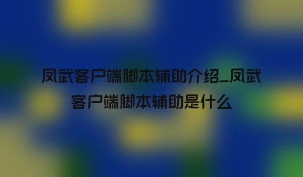 凤武客户端脚本辅助介绍_凤武客户端脚本辅助是什么